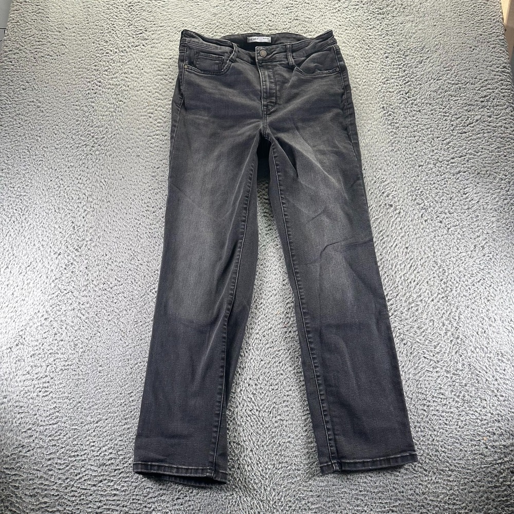 Nine West Jeans Women 8 Black Denim Cotton Straight Slim Stretch Workwear Faded